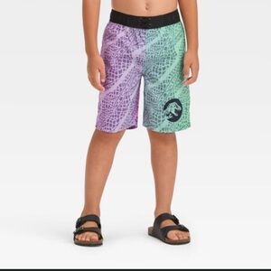 Target Boys Jurassic Park Snakeskin Printed Swim Shorts - Teal Green/Black small